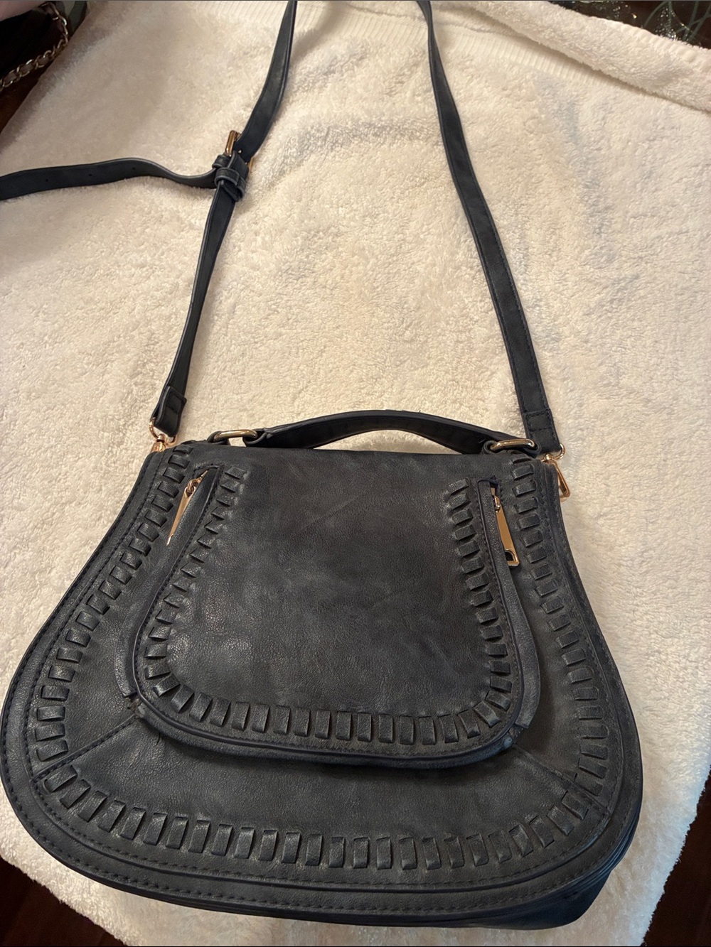 Blue/gray Women's Crossbody Saddle Bag